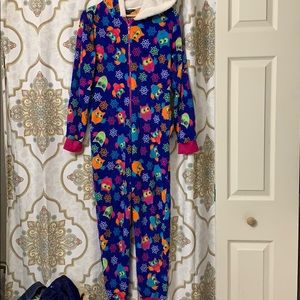 Fleece owl onsie adult pajamas